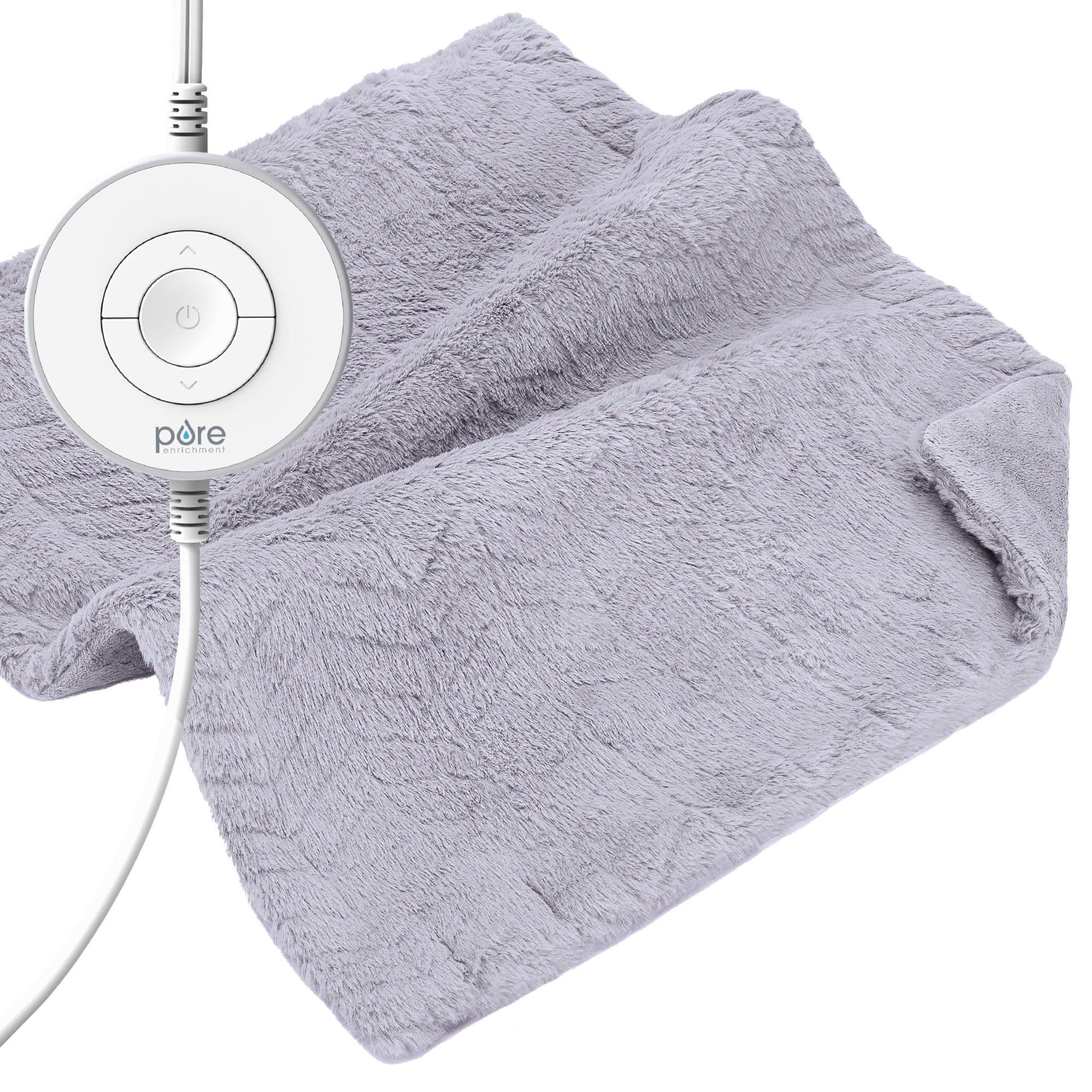 Pure Enrichment PureRadiance Ultra-Wide Luxury Heating Pad for Back Pain Relief, Patented Design, Soft Faux Fur, Micromink, 6 Heat Settings, Machine Washable, Large, 20”x24” (Amethyst Dusk)