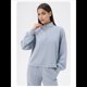 thumbnail image 5 of Sudadera Holgada Informal de Modal con Media Cremallera y Cuello Alto para Mujer, Jersey de Larga Popular para Otoño de 2025. Azul y Gris S, 5 of 9