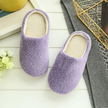 GOODLY Women Men Slippers Slip On Plush Soft Anti-Slip Winter Warm Ladies Home Indoor Shoes