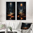 thumbnail image 1 of Designart "Blue and Orange Vibrant Color Contrast" Abstract Landscape Framed Wall Art Set Of 2 - Modern Blue Framed Canvas Set For Living Room Decor, 1 of 6