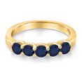 thumbnail image 3 of Gem Stone King 10K Yellow Gold Blue Sapphire Wedding-Bands Ring for Women | 1.10 Cttw | Round 3.5MM | Gemstone September Birthstone | Wedding Engagement Anniversary Promise Ring for Women | Size 8, 3 of 6