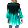 thumbnail image 3 of Gradient Color T Shirt Women Casual Round Collar Tee Button Round Collar Ruffle Sleeve Blouse Swing Loose Top, 3 of 3