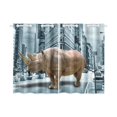 thumbnail image 1 of BSDHOME Rhinoceros in the Street Window Curtain Kitchen Curtain 26x39 inches (Two Pieces), 1 of 3