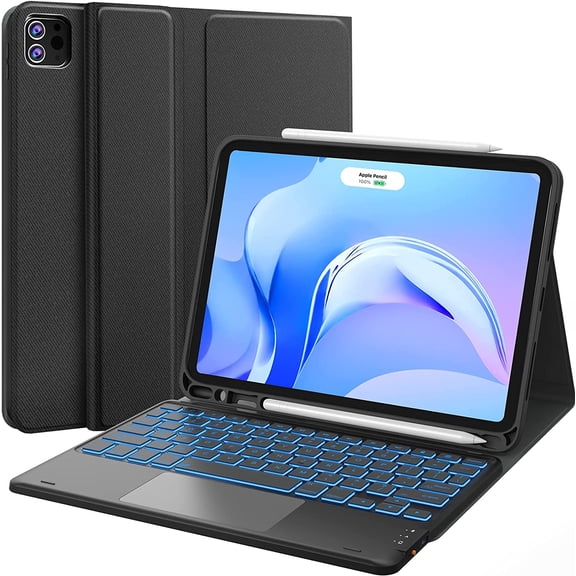 Detachable Backlit Keyboard Case w/Trackpad for iPad Air 11" M2/M3/M4, Air 4/5 Gen，Black