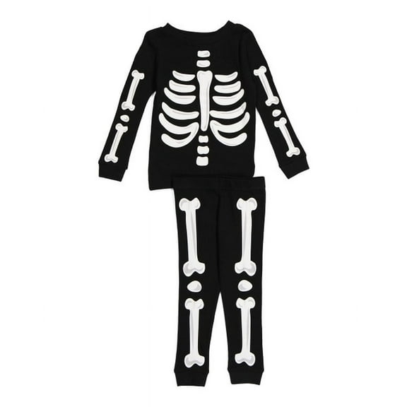Halloween Glow-in-The-Dark Skeleton Bones Costume Toddler Boy's Pajama Set, Size 3T