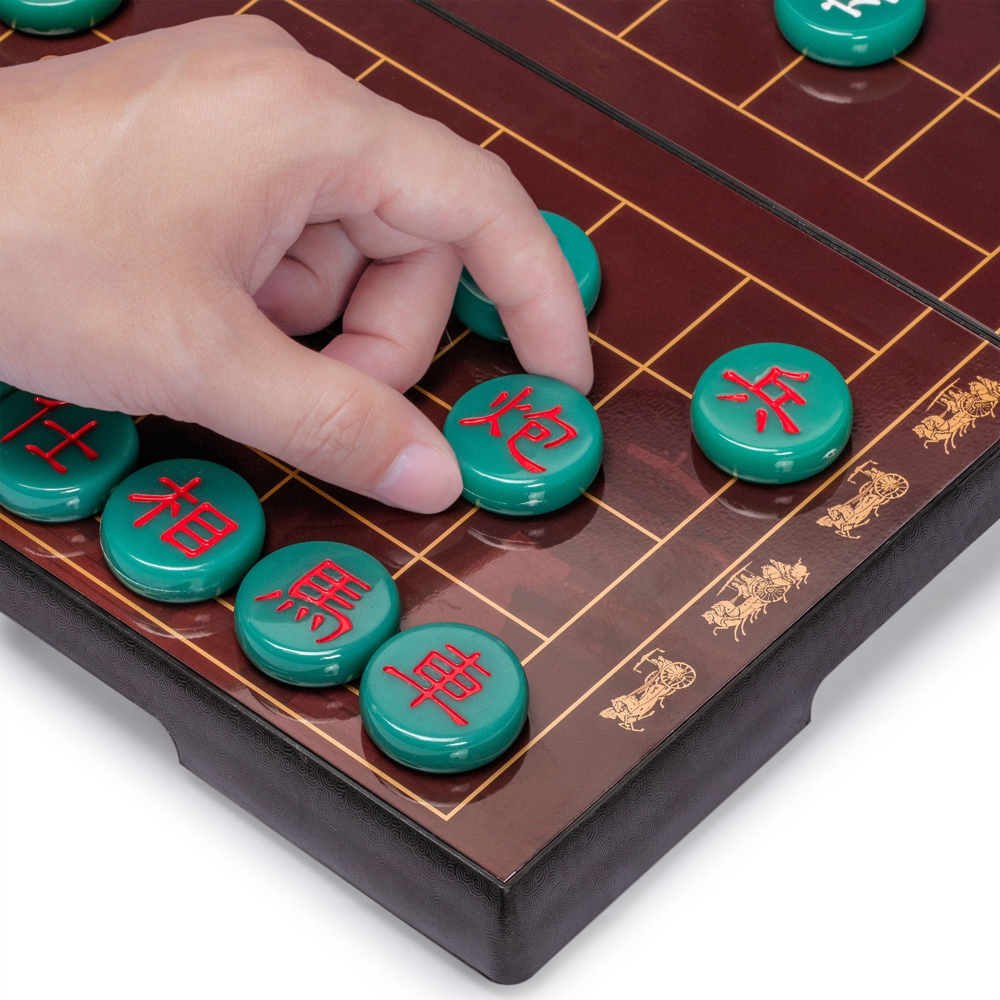 Chinese Chess (Xiangqi) Magnetic Travel Board Game Set (12.8-Inch) with Jade-Colored Playing Pieces