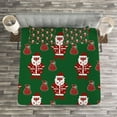 thumbnail image 3 of Ambesonne Geometric Quilted Bedspread Set 3 Pcs, Santa Claus Present, King Size, Green Ruby White, 3 of 3