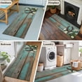 thumbnail image 5 of Runner Rug 2'x6', Daisy Flower Washable Non-Slip Hallway Runner Rugs, Vintage Horseshoes Farmhouse Wooden Grain Teal Bedside Rugs Floor Mats Carpet Runners for Kitchen Bathroom Laundry Room, 5 of 8