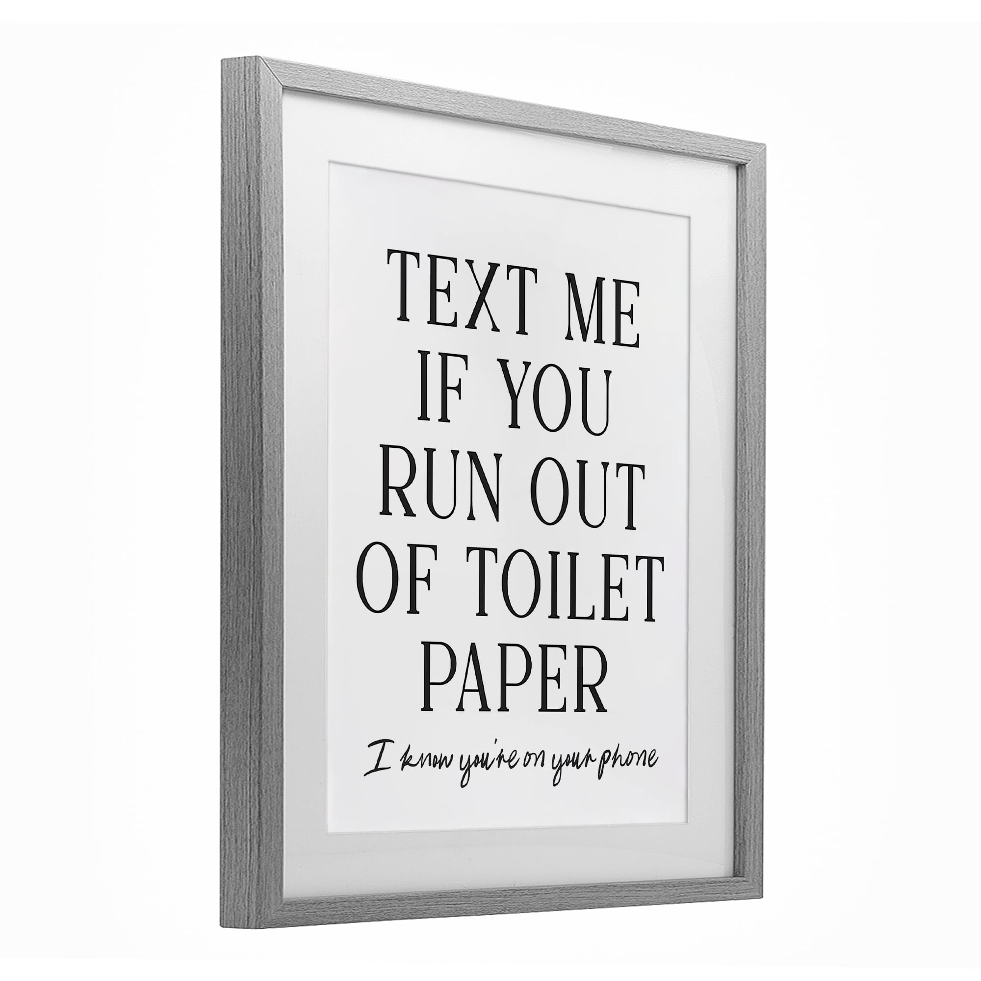 Stupell Industries Funny Bathroom Texting Gray Framed Print Under Glass, design by Lettered and Lined