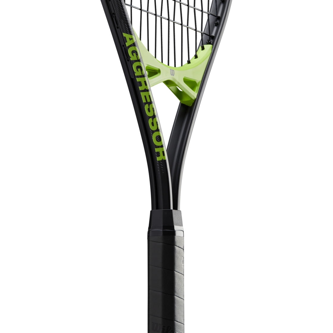 Wilson Aggressor Adult Recreational Tennis Racket - Black/Green, Grip Size 3 - 4 3/8"