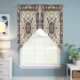 thumbnail image 6 of Swag Valance Curtains for Windows, Brown Blue Boho Light Filtering Kitchen Curtains with Rod Pocket, Southwestern Geometric Ethnic Art Window Treatment Valances for Living Room, 28x36 - 2 PCS, 6 of 9