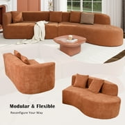 Harper & Bright Designs Modern Curved Floor Sofa Set, Modular Sectional Sponge Couch for Living Room, 2 PC Free Combination No Assembly Foam-Filled Sofa, Orange