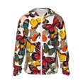 thumbnail image 1 of Vsdgher Sweat à Capuche Rétro Imprimé Floral Papillon pour Hommes Femmes, Manches Longues Protection Solaire Pêche pour Course Natation-Moyen, 1 of 7