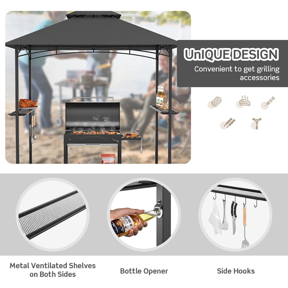 Aimee Lii 8 x 5 Feet Outdoor Barbecue Grill Gazebo Canopy Tent BBQ Shelter, Backyard Canopy Gazebo for Party Wedding, Dark Gray Aimee Lii 8 x 5 Feet Outdoor Barbecue Grill Gazebo Canopy Tent BBQ Shelter, Backyard Canopy Gazebo for Party Wedding, Dark Gray