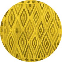 Ahgly Company Machine Washable Indoor Round Southwestern Yellow Country Area Rugs, 5' Round