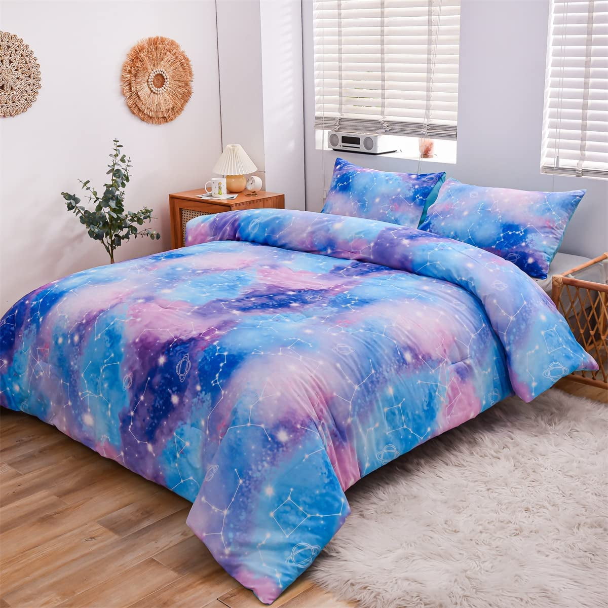 NTBED Tie Dye Constellation Ombre Comforter Set Full Gradient Galaxy