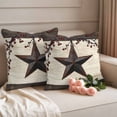 thumbnail image 2 of Texas Star Brown Outdoor Waterproof Pillow Covers, Farmhouse Berry Wooden Vintage Decorative Square Throw Pillowcase Sofa Cushion Sham for Patio/Couch/Chair, 18"x18" 2 Pack, 2 of 8