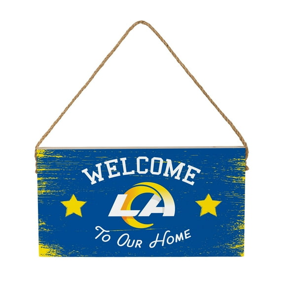 Los Angeles Rams 6" x 11" Welcome Home Wood Wall Sign with Rope Hanger