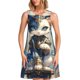thumbnail image 1 of Balery Exotic Blue Cat Vestidos de verano para mujer con estampado: vestido holgado sin mangas, vestido playero informal y cómodo para días calurosos., 1 of 7