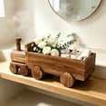 thumbnail image 3 of OKKVV Wooden Train Shaped Flower Basket,Multi-purpose Storage Fruit Basket With Wheels,Rustic Photo Prop Decor,for festival party wedding home decor,14in x6in x3.3in, 3 of 9