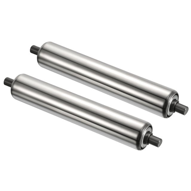 Unique Bargains 1.5'x8' Stainless Steel Gravity Conveyor Roller Transmission Galvanized End, 2 Pack