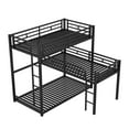 thumbnail image 3 of DreamBuck Heavy Duty Triple Bunk Bed, Metal L-Shaped Bunk Bed for 3 Adults with Built-in Ladder and Full-Length Guardrails, No Box Spring Needed & Space Saving Metal Triple Bunk Bed, Black, 3 of 8