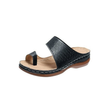 

Daeful Womens Wedge Sandals Summer Slides Beach Platform Sandal Fashion Slip On Casual Shoes Ladies Lightweight Slide Slippers Black 8