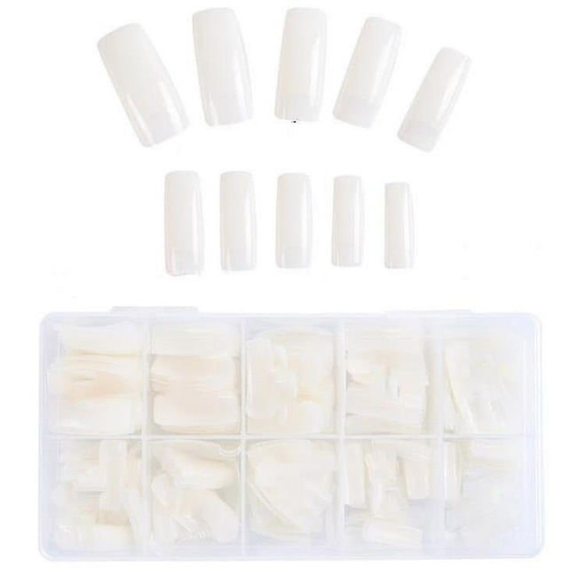 False Nails HUOGUO, 500 unidades, piezas de uñas blancas/naturales/transparentes