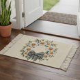thumbnail image 2 of Area Rug with Tassels 2' x 3', Watercolor Daisy Wreath on Retro Linen Kitchen Runner Rug for Hallway Bedroom Throw Rugs, Summer Botanical Soft Door Mat for Bathroom Entrance Living Room, 2 of 9