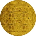 thumbnail image 1 of Ahgly Company Indoor Round Oriental Yellow Industrial Area Rugs, 7' Round, 1 of 4