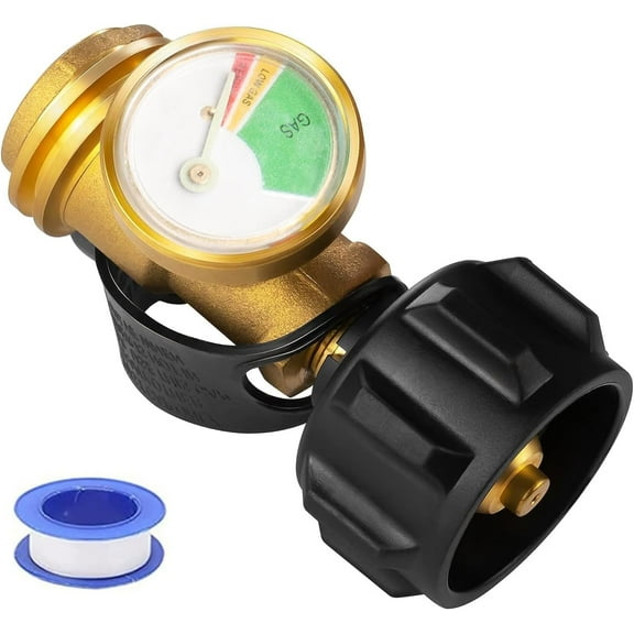 Propane Tank Gauge Level Indicator, Propane Tank Gauge Leak Detector,Propane Meter Gauge Universal for Propane Cylinder, RV Camper, BBQ Gas Grill, Heater and More with Qcc1/Type1 Connection