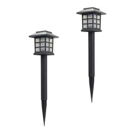 HEMOTON 2 Pcs House Solar Garden Stake Lights Outdoor Pathway Decoration