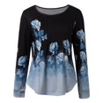 thumbnail image 4 of HUITKMM T-Shirt à Manches Longues pour Femmes Haut à Manches Longues Mode Décontracté Col Rond Imprimé T-Shirt 2052, 4 of 7