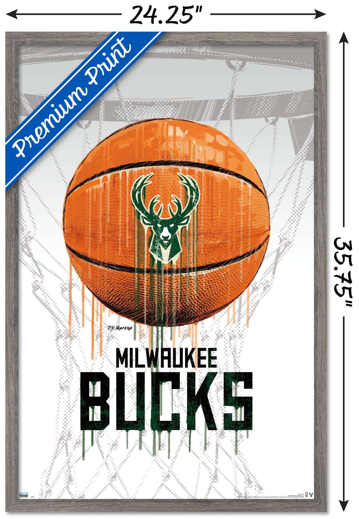 NBA Milwaukee Bucks - Drip Ball 20 Wall Poster, 22.375" x 34", Framed