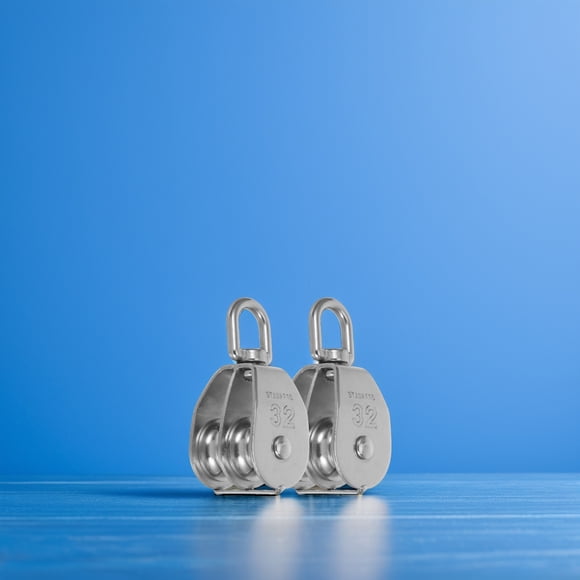 PAMINGONO 2pcs Heavy Duty Pulley Blocks Double Pulley System Stainless Steel For Home Use
