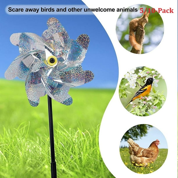 5 10 Pack Reflective Pinwheels With Stakes Extra Sparkly Pin Wheel For Garden Decor Bird Repellent Devices Deter To Scare Birds Away From Yard Com - Extra Large Garden Pinwheels 5 10 Pack Reflective Pinwheels With Stakes Extra Sparkly Pin Wheel For Garden Decor Bird Repellent Devices Deter To Scare Birds Away From Yard Com - Extra Large Garden Pinwheels