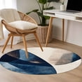 thumbnail image 4 of Round Rugs 4Ft, Navy Blue Geometric Round Area Rug Washable Indoor Throw Carpet, Modern Beige Abstract Art Soft Non Slip Circle Rug for Kitchen Nursery Room Home Decor Aesthetic, 4 of 8