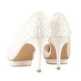 thumbnail image 4 of XYD Women Bridal D'Orsay Pearl Pointed Closed Toe Pumps Low Platform Mid Heels Slip-on Elegant Prom Shoes Size 12 White, 4 of 4