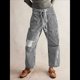 thumbnail image 5 of Jeans para Mujer Y2k con Rayas, Cordón Ajustable, Cintura Alta, Rectos, Pierna , Estilo Boyfriend, Pantalones Vaqueros Mom. Negro M, 5 of 8