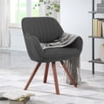 thumbnail image 4 of Kithkasa Swivel Desk Task Chair No Wheels, Solid Back Fabric Wood Legged, Dark Gray, 4 of 10