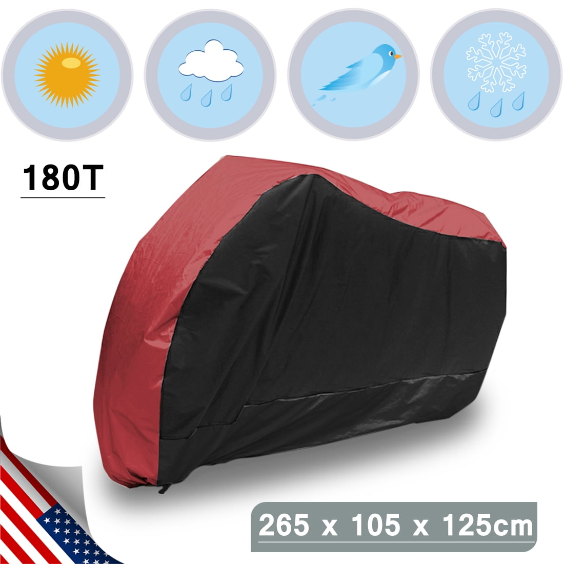 91*50" Motorcycle Bike Cover Water Dust proof Anti-UV Tricycle Cover w/ Lockhole 