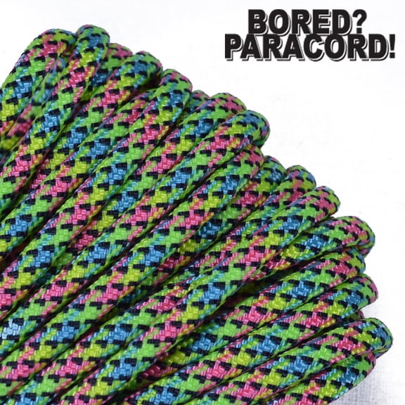 Bored Paracord Brand 550 lb Type III Paracord - Party 50 Feet