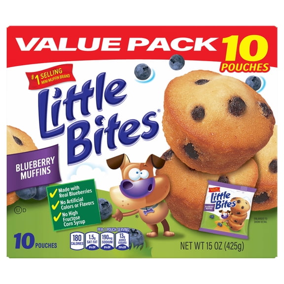 Little Bites Blueberry Muffins, 10 packs, Real Blueberries Mini Muffins, 15 oz Multipack