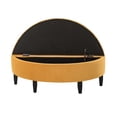 thumbnail image 3 of 43.3 Inch Storage Bench, Modern Upholstered Bed End Chair with Button Tufted Seat Cushion and Wood Legs, Curved Storage Ottoman for Living Room Bedroom, Yellow, 3 of 7