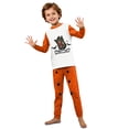 thumbnail image 2 of Family Holiday Spooky Halloween Pajamas Set Long Sleeve Crewneck Shirt and Pants Pumpkin Face Print Loungewear Outfits, 2 of 5