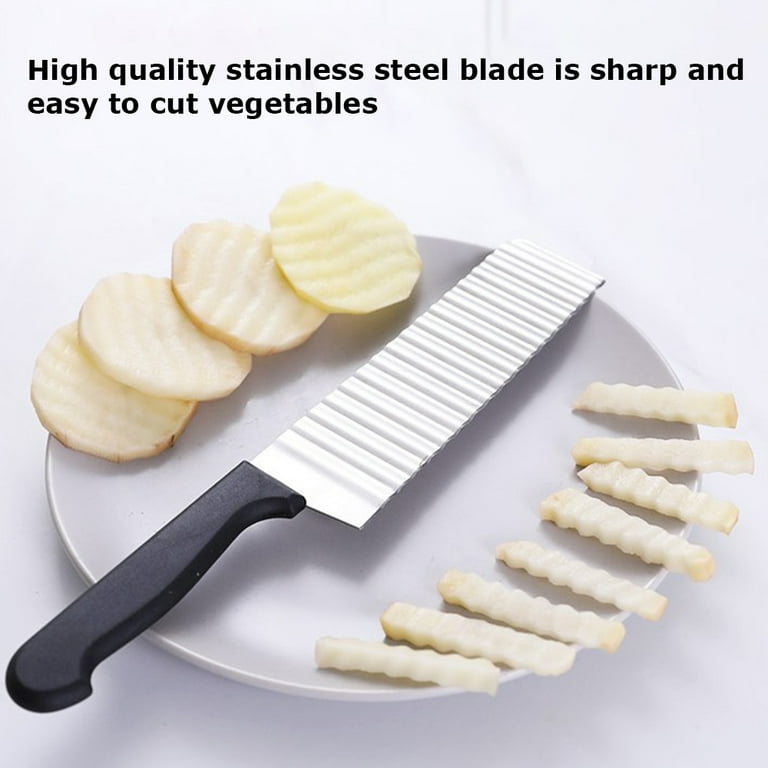 1pc Stainless Steel Potato Chip Slicer Dough Vegetable Fruit Crinkle Wavy  Slicer Knife Potato Cutter Chopper
