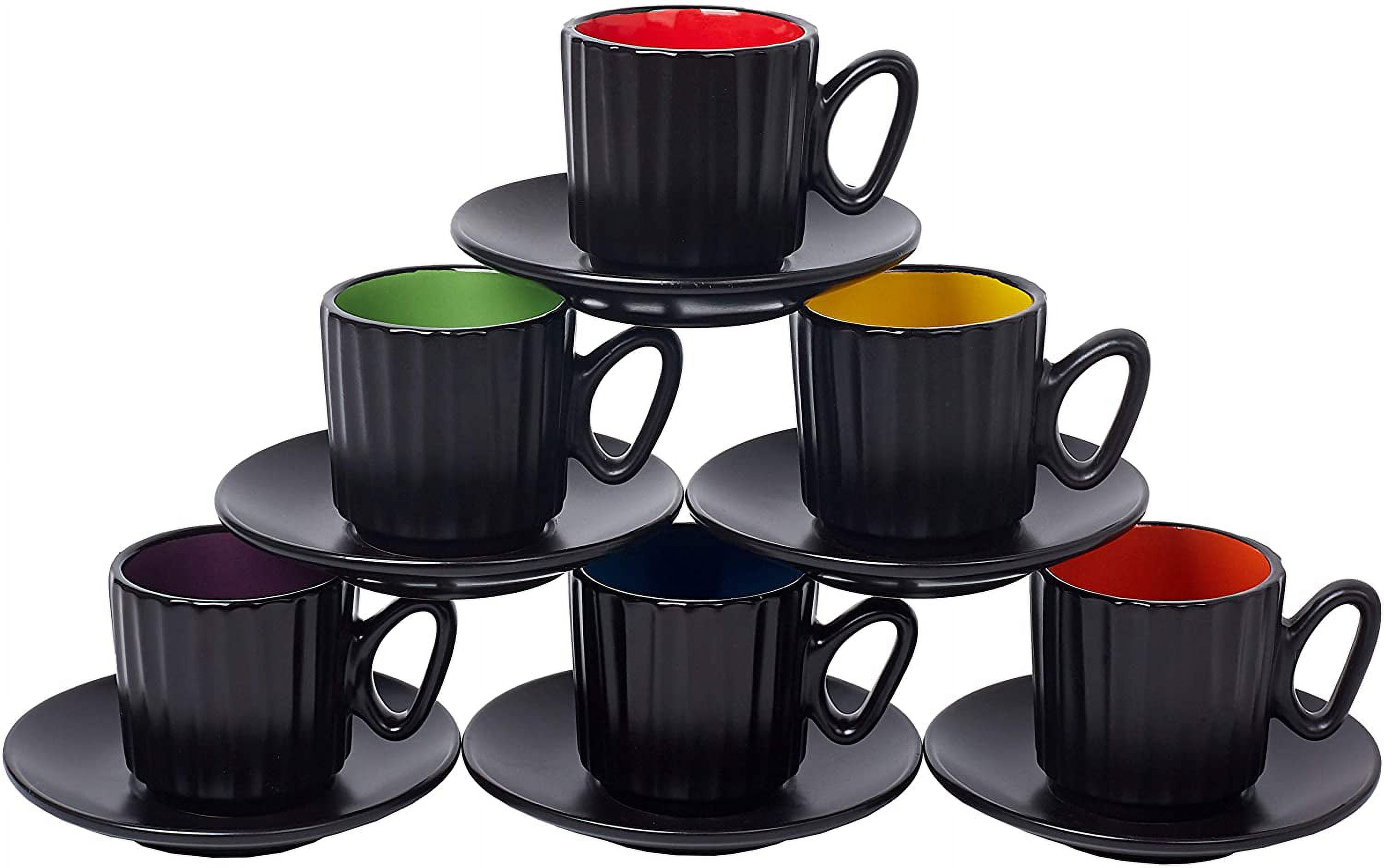 Crisp Matte Black Espresso Cup Set of 4