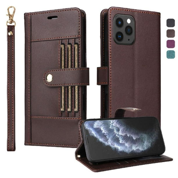 FOXDOCK Funda tipo Cartera para iPhone 14 Pro Max – Cubierta de Cuero PU con Múltiples Ranuras, Bolsillo para Efectivo y Correa de Muñeca