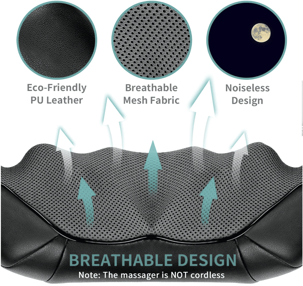DailyLife Shiatsu Neck and Back Massager with Soothing Heat, Netzach Electric Deep Tissue 3D Kneading Massage Pillow for Shoulder, Leg, Body Muscle Pain Relief,