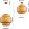 thumbnail image 6 of ZXNYH Rattan Pendant Lights, Large Wicker Chandelier Hand-Woven Boho Pendant Light Rattan Basket Hanging Light for Dining Room Kitchen Island Living Room, 6 of 7
